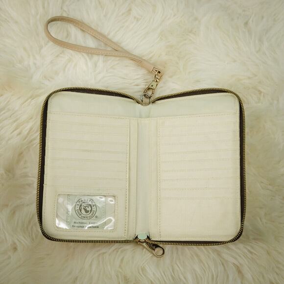 Spartina 449 Wymberly Linen Leather Plaid Zip Removable Strap Wristlet Clutch - Picture 5 of 7